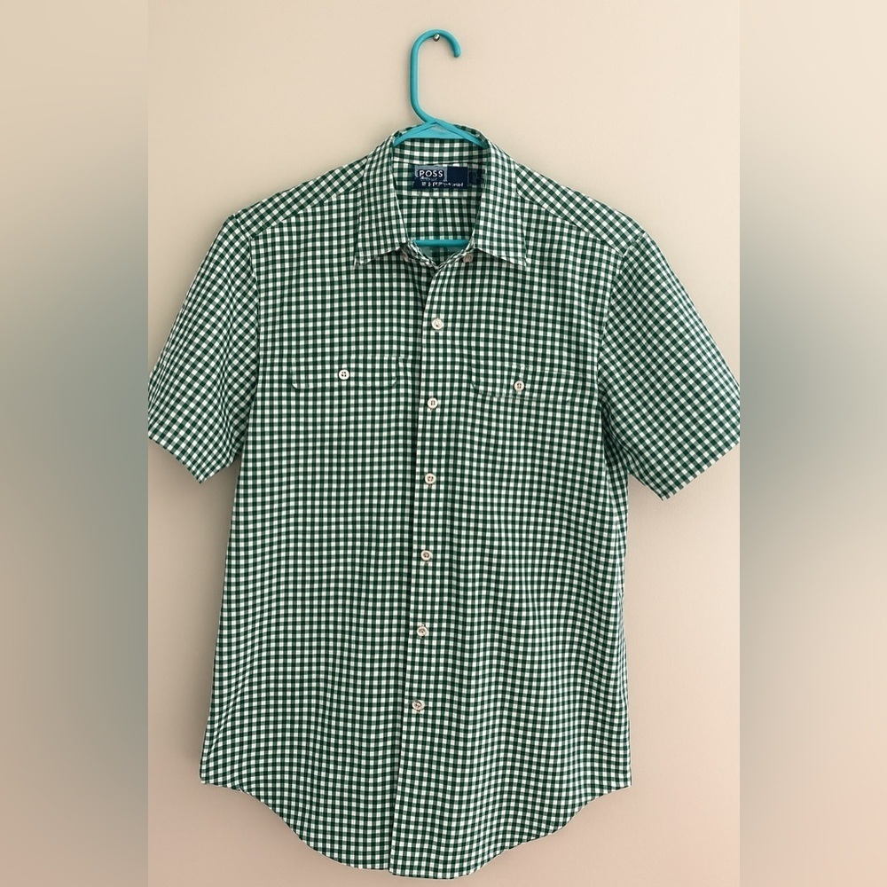 Polo by Ralph Lauren green and white gingham check short-sleeve shirt. size L